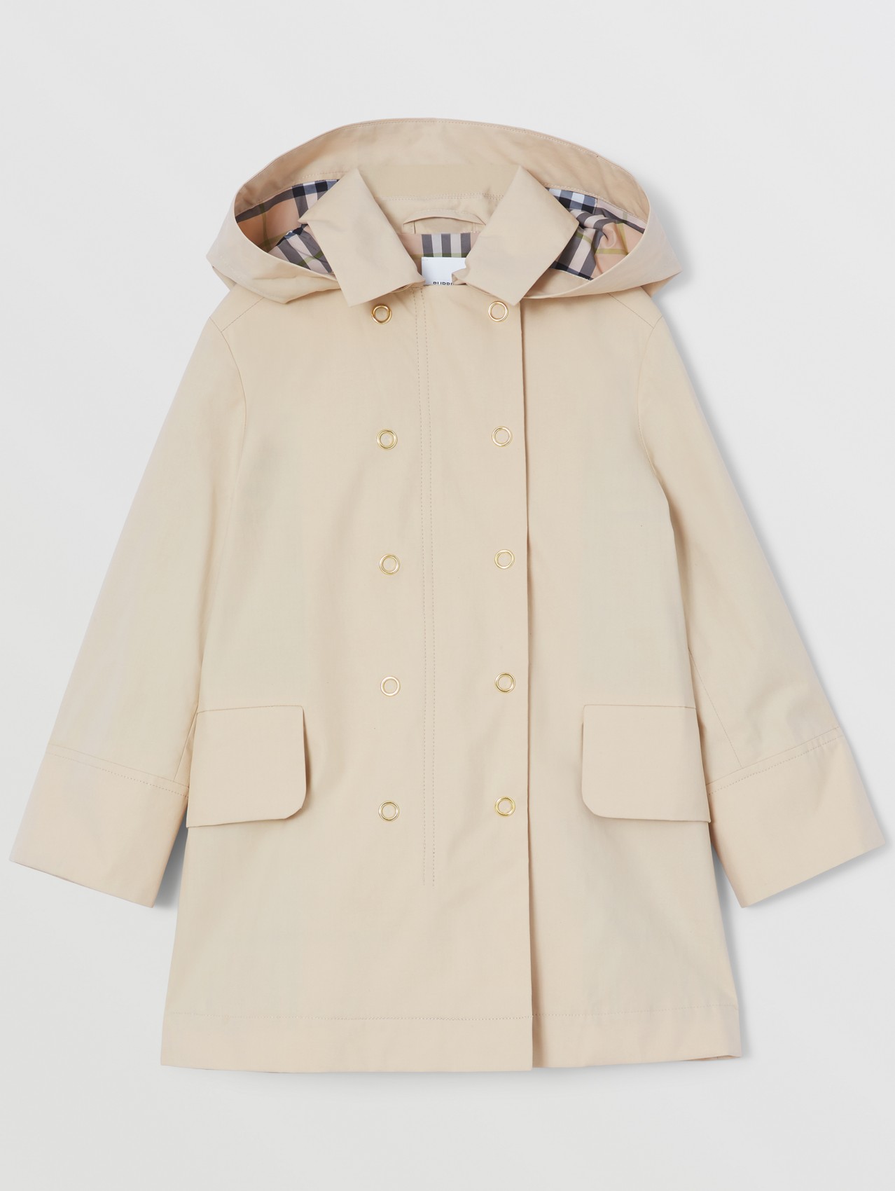 Detachable Hood Cotton Trench Coat in Soft Fawn