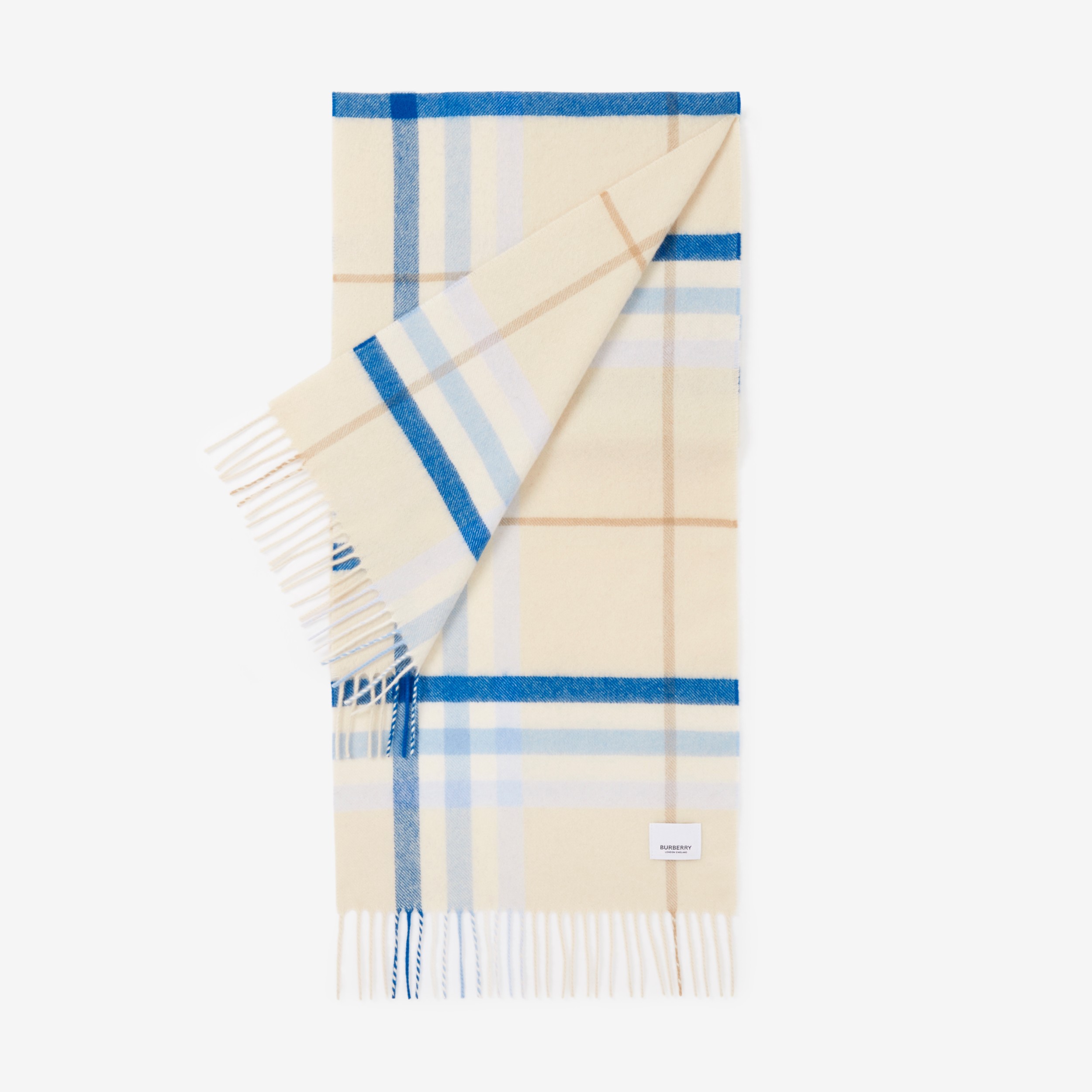 Exaggerated Check Cashmere Scarf in Tonal Blue | Burberry® Official - 3