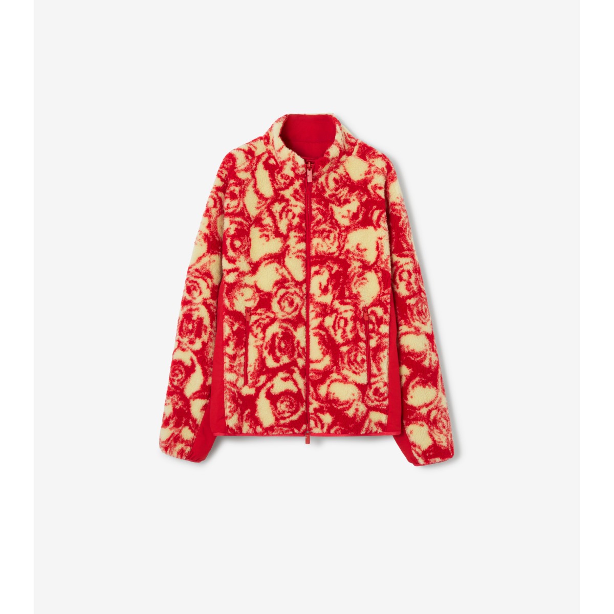 Burberry Rose-print Fleece Reversible Jacket In Pillar/sherbet