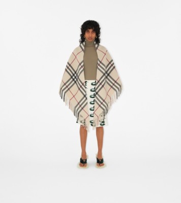 Burberry check-print reversible wool cape - Grey