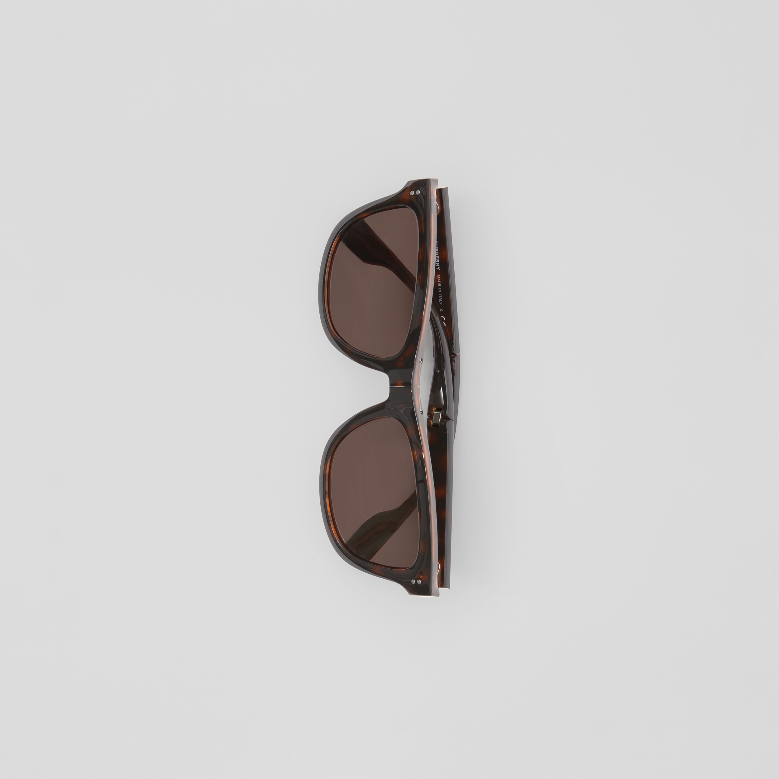 Logo Detail Square Frame Foldable Sunglasses in Tortoiseshell - Men | Burberry® Official - 4