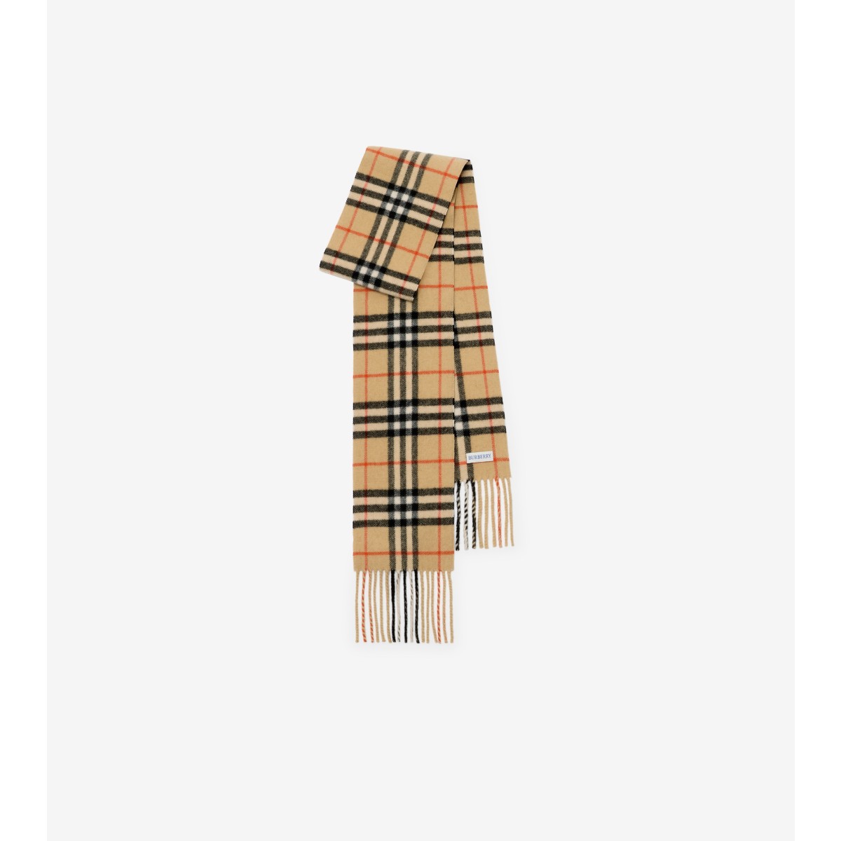 Burberry Childrens Check Cashmere Scarf In Brown
