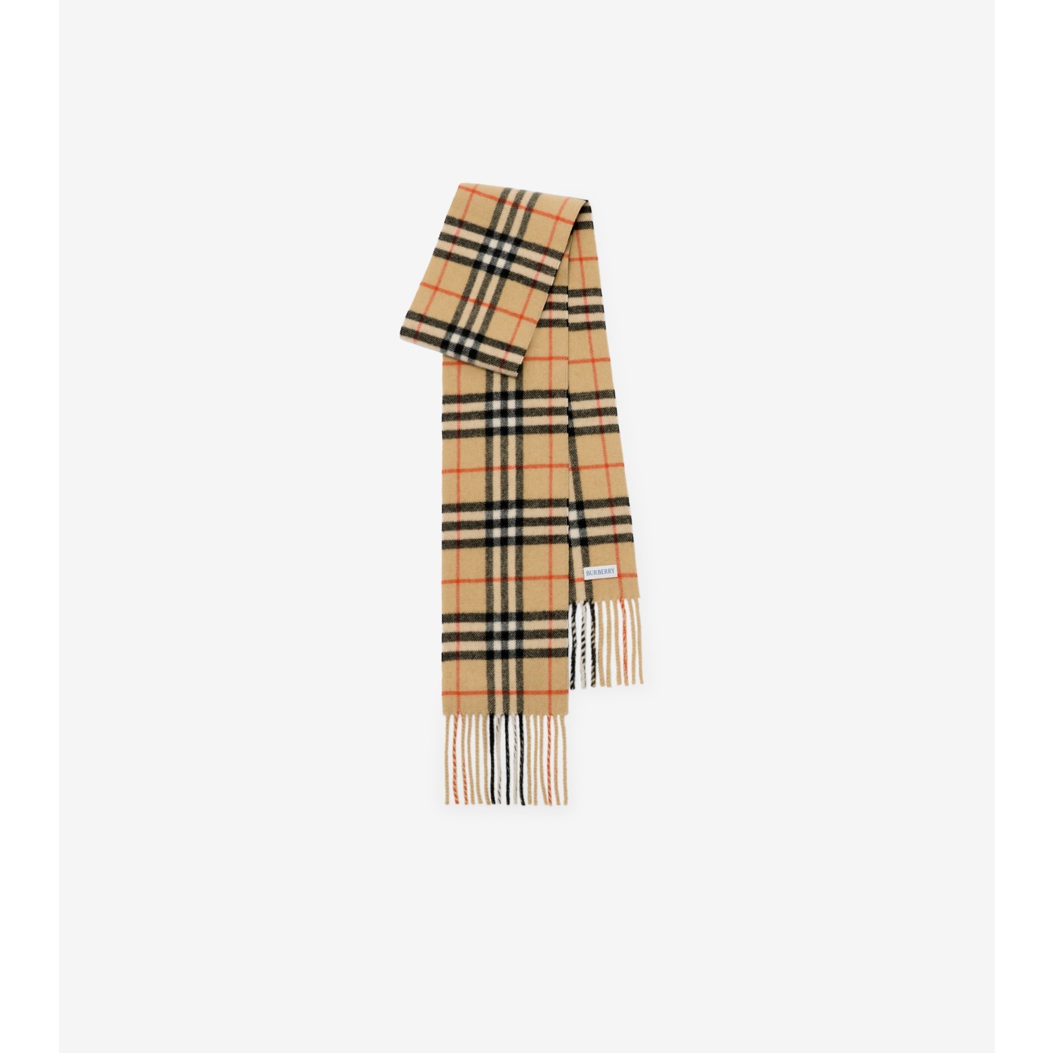 Narrow Check Cashmere Scarf in Sand | Burberry® Official