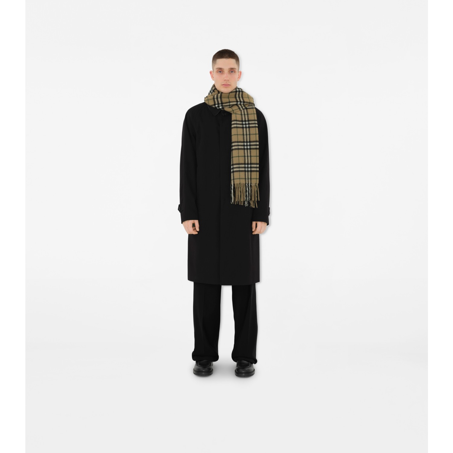 Wide Check Cashmere Scarf