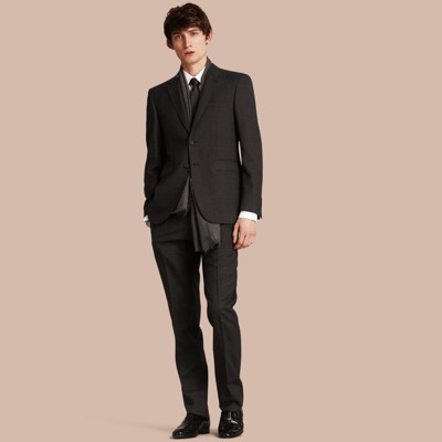 BURBERRY MODERN FIT CHECK WOOL PART-CANVAS SUIT