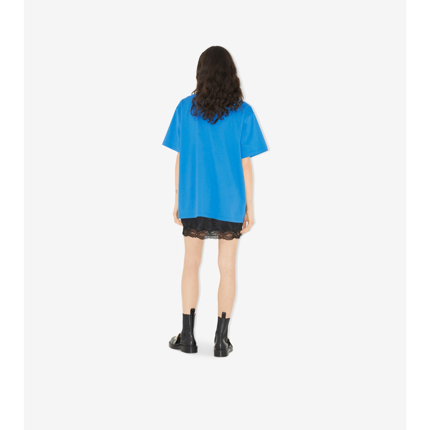 Oak Leaf Crest Cotton Oversized T-shirt in Vivid Blue - Women | Burberry® Official