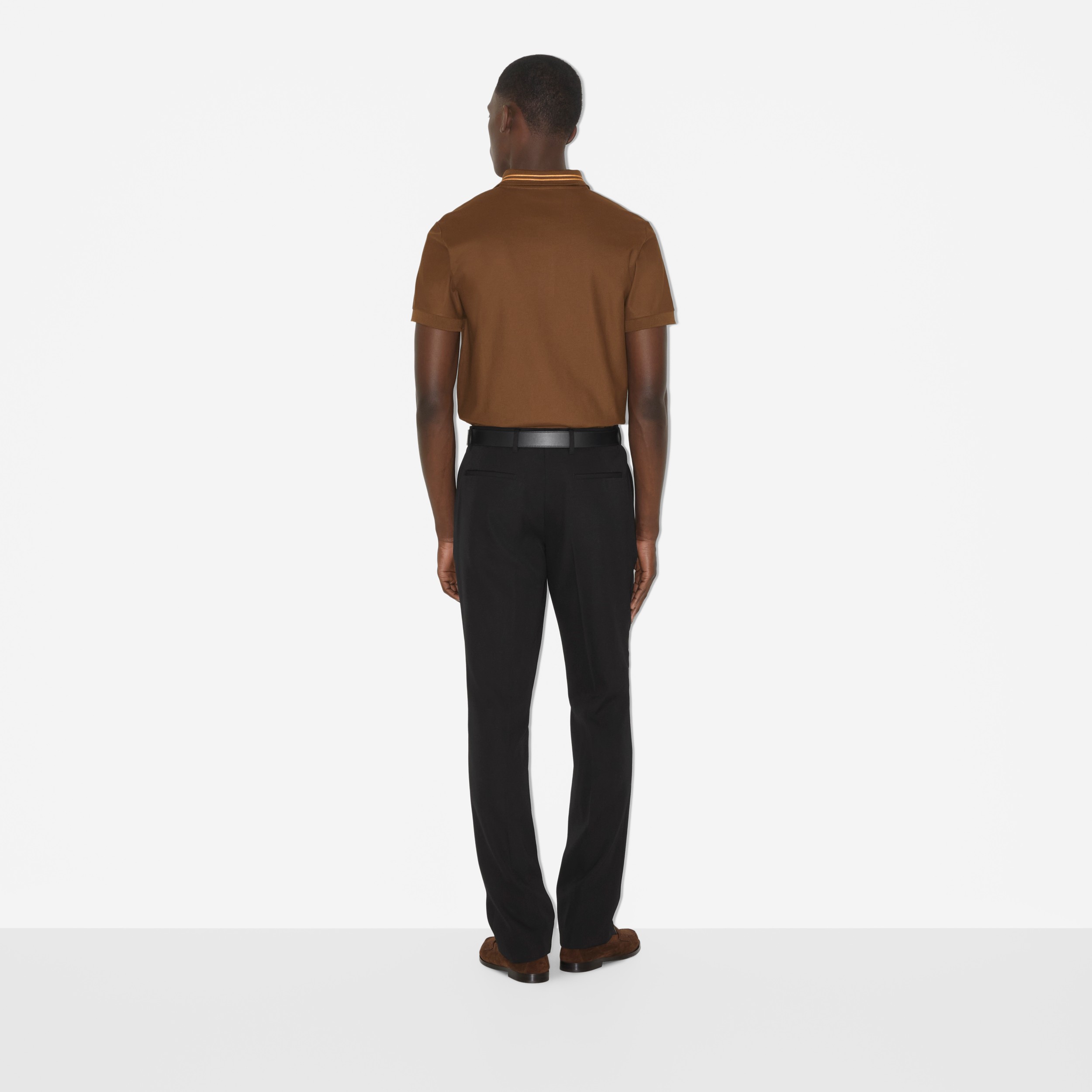 Monogram Motif Cotton Polo Shirt in Dark Birch Brown - Men | Burberry ...