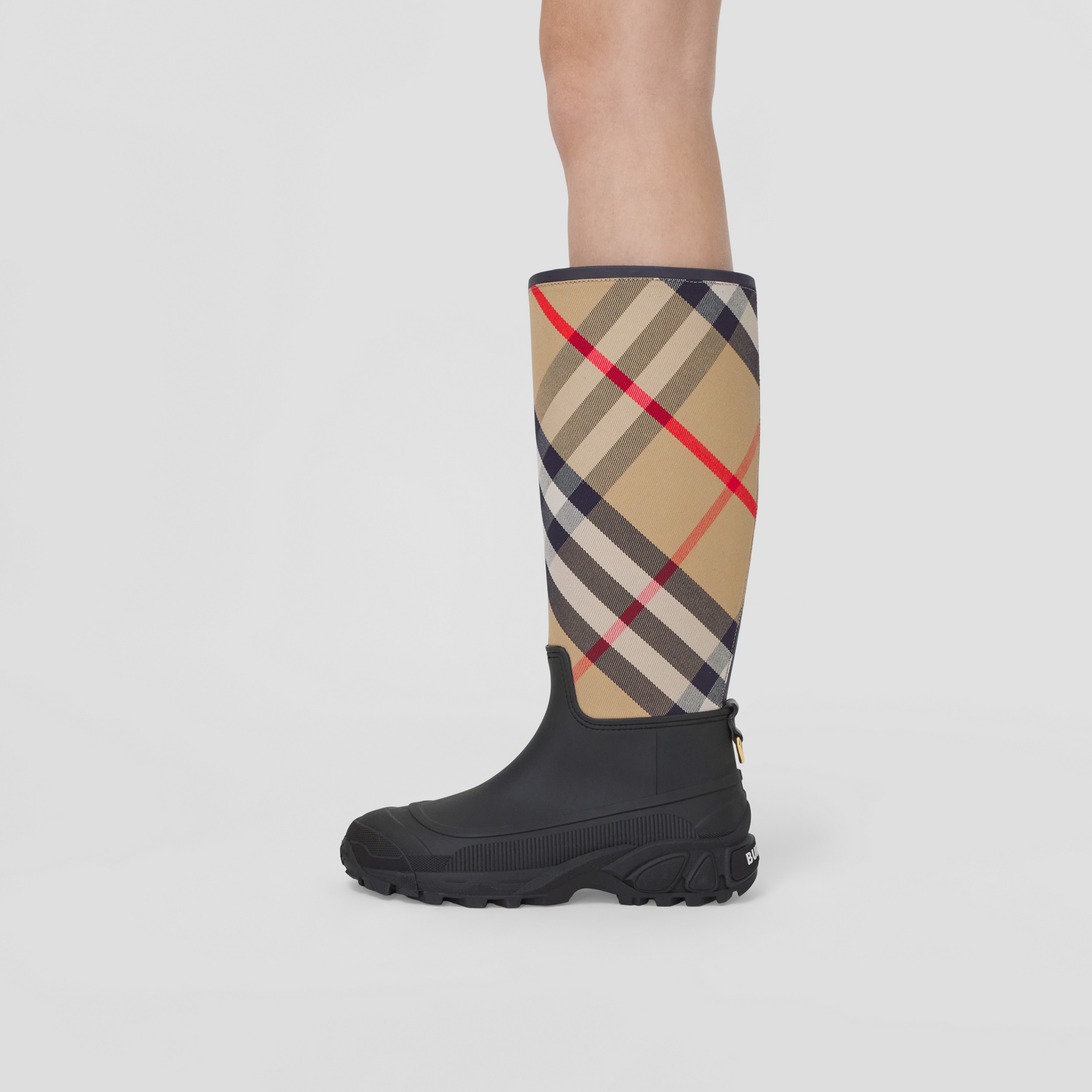 House Check Panel Rain Boots in Black/archive Beige - Women | Burberry® Official - 3