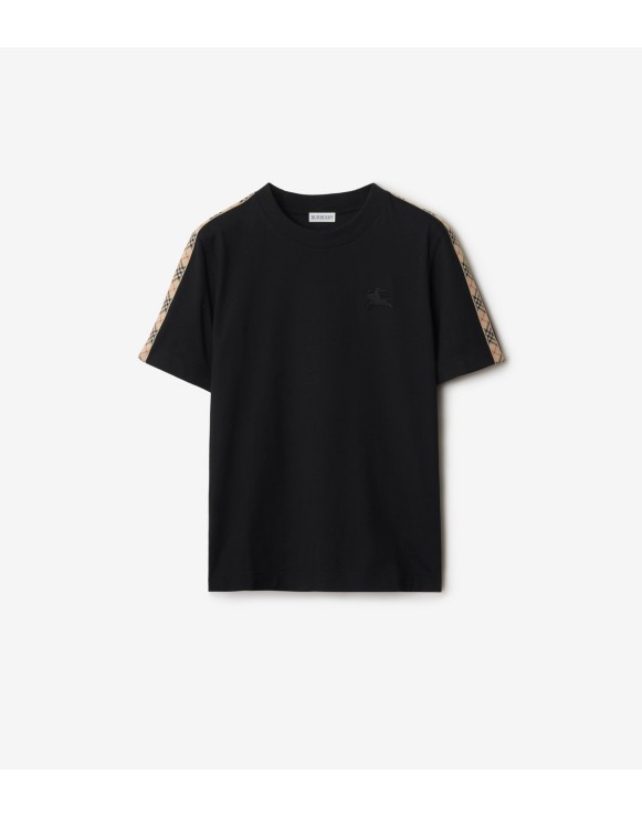 Check Trim Cotton T-shirt