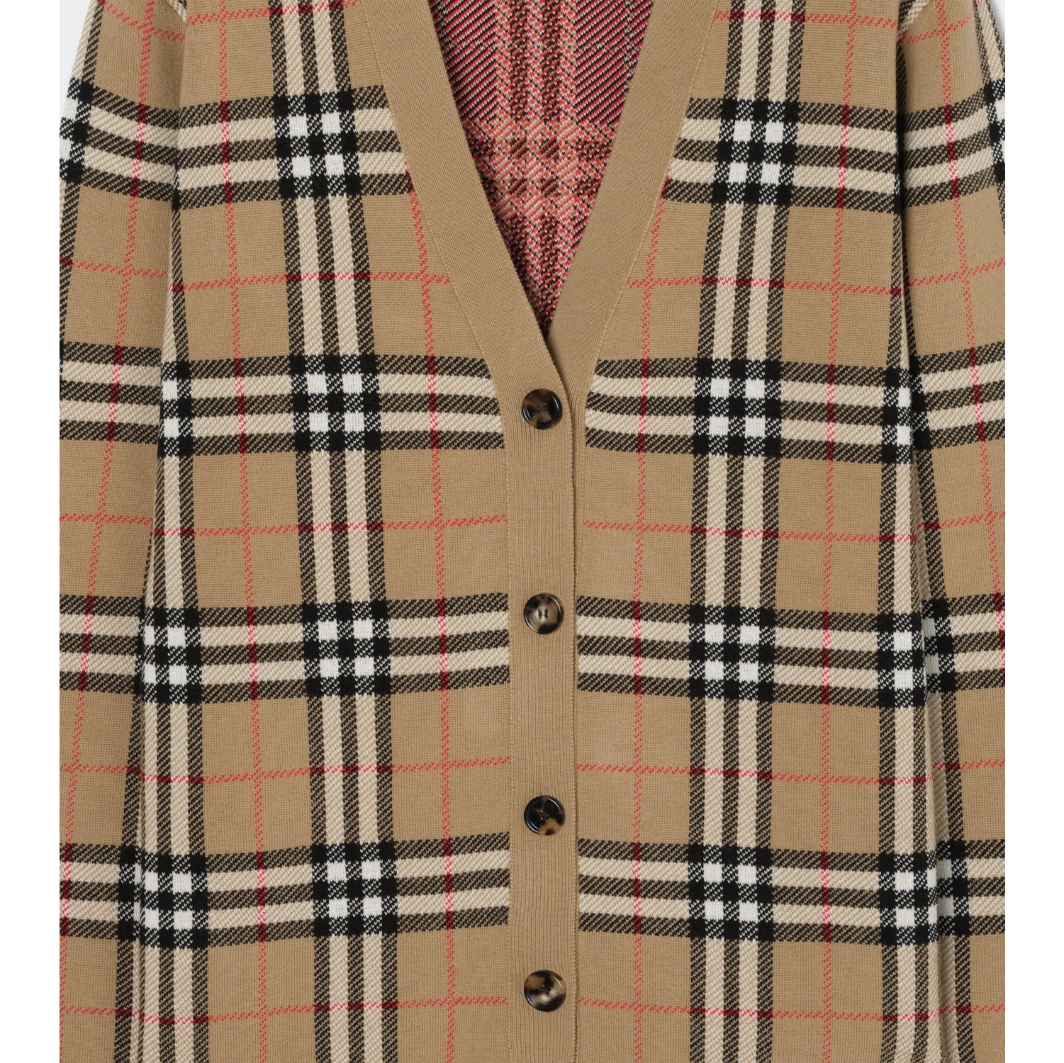 Baumwoll-Woll-Cardigan in Check