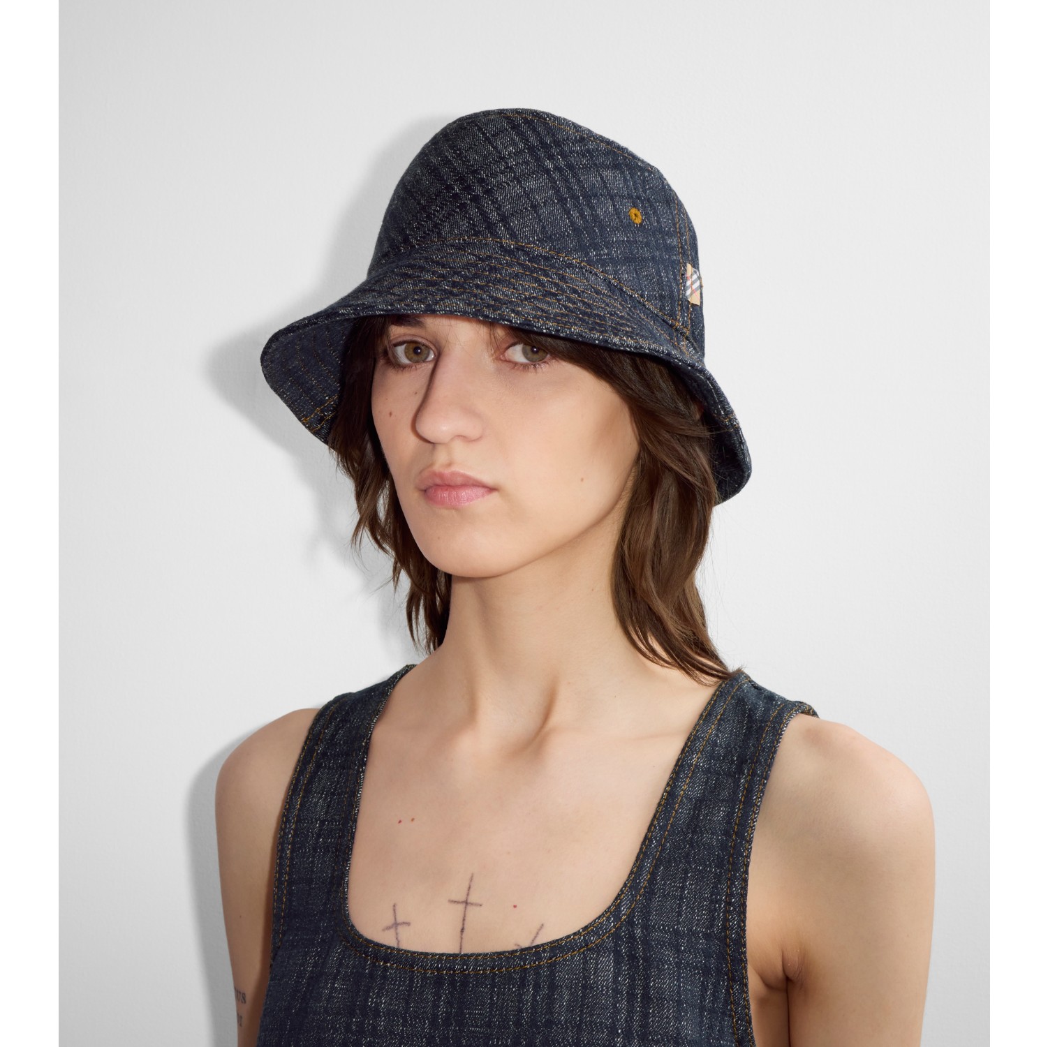 Check Denim Bucket Hat