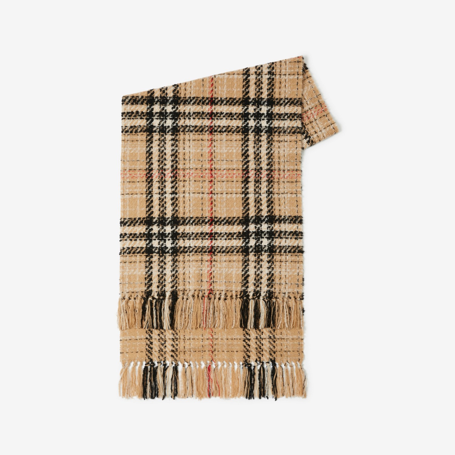 Bufanda en tweed de mezcla de cachemir y seda a cuadros (Beige Vintage) | Burberry® oficial