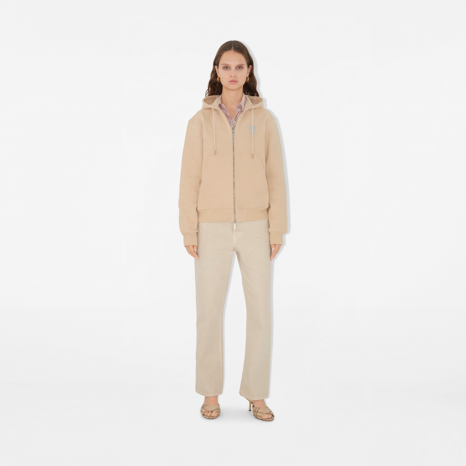 EKD Cotton Zip Hoodie in Teacup - Women | Burberry® Official EKD Cotton Zip Hoodie in Teacup - Women | Burberry® Official