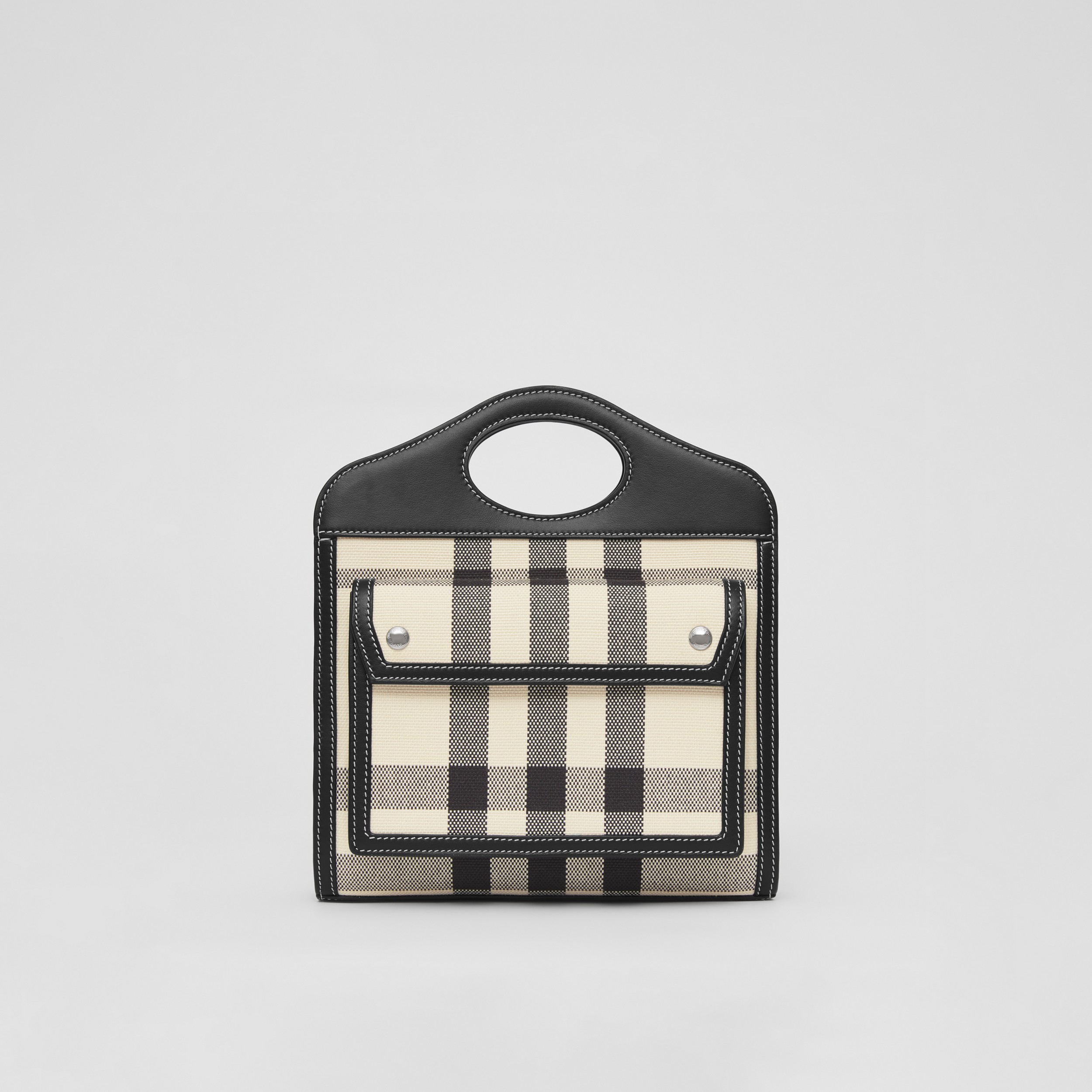 Mini Check Canvas and Leather Pocket Bag in Butter Beige/black - Women | Burberry® Official - 1