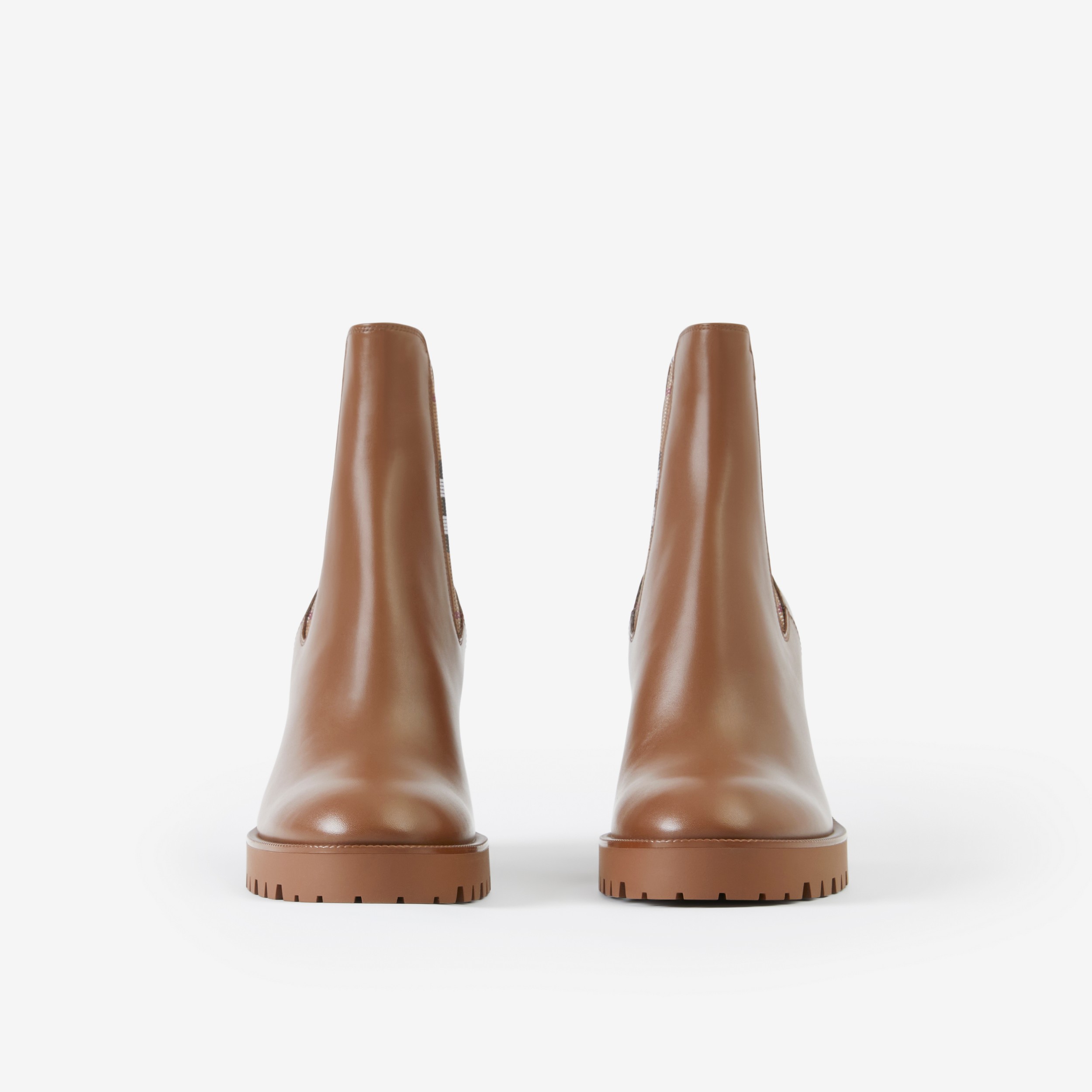 Ankle boots de couro com recorte xadrez (Marrom Bétula Escuro) - Mulheres | Burberry® oficial - 2