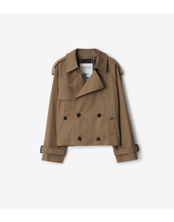 Veste trench courte en gabardine