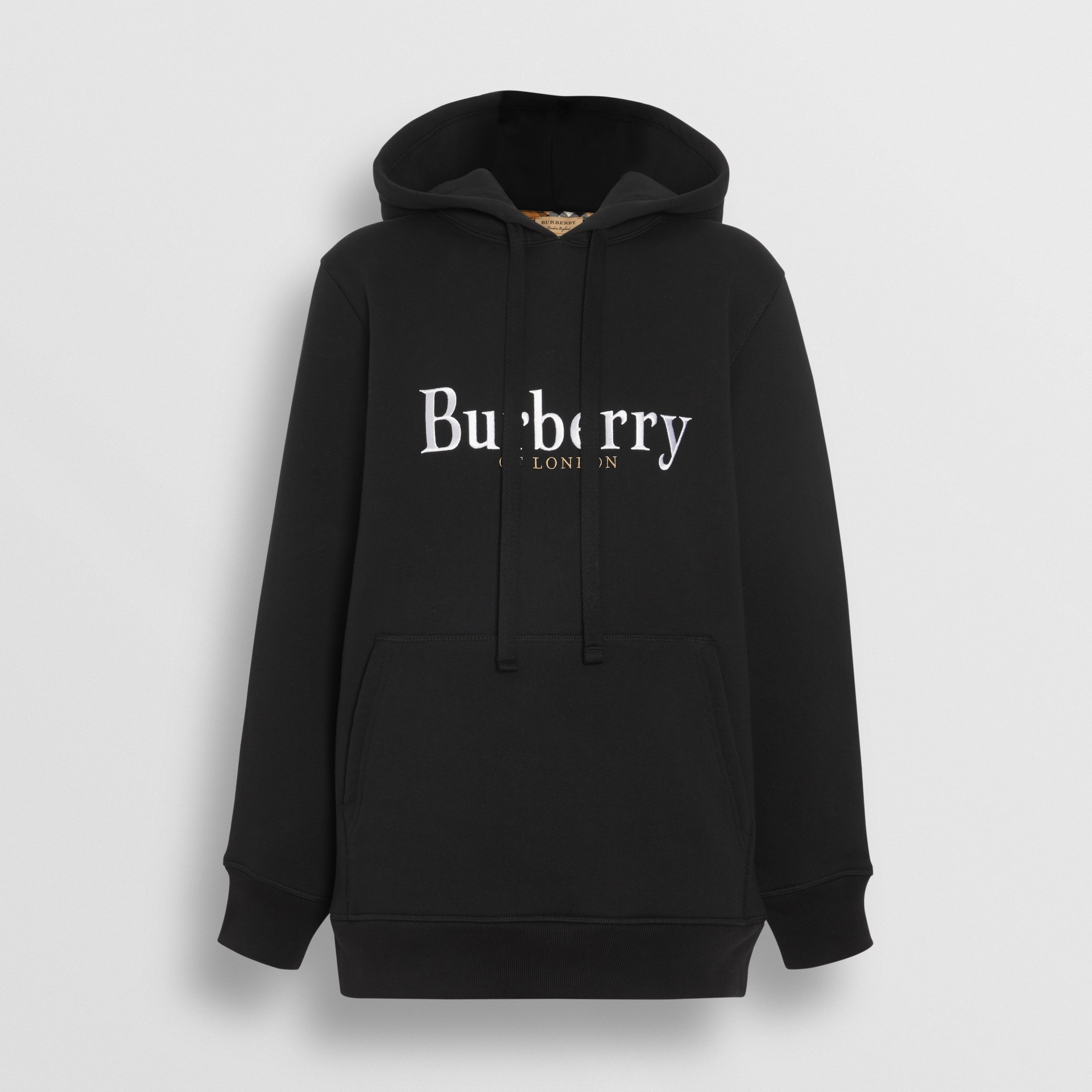 Embroidered Logo Jersey Hoodie in Black - Women | Burberry Canada