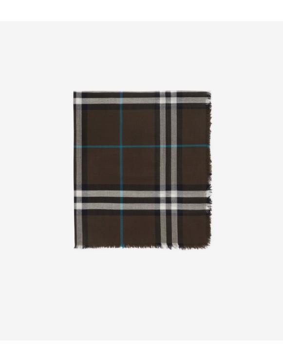 Wide Check Wool Scarf