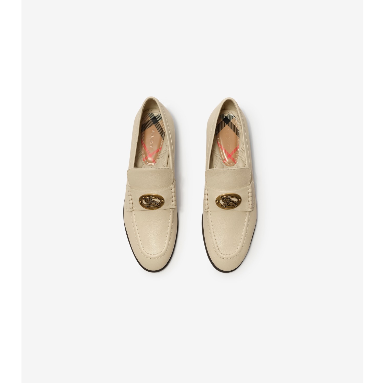 Leather Opal Loafers in Soap beige - Women | Burberry® Official