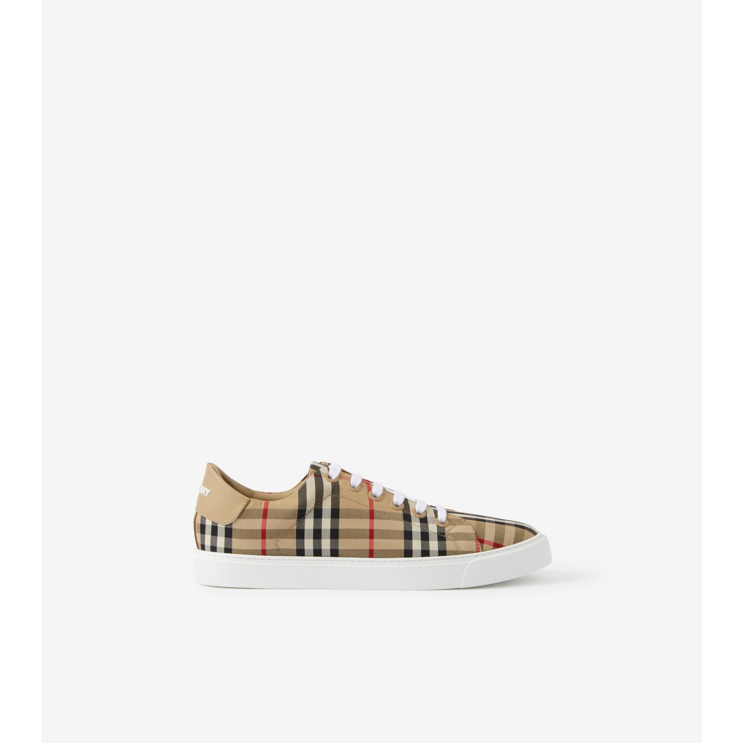 Check detail sale leather sneakers burberry