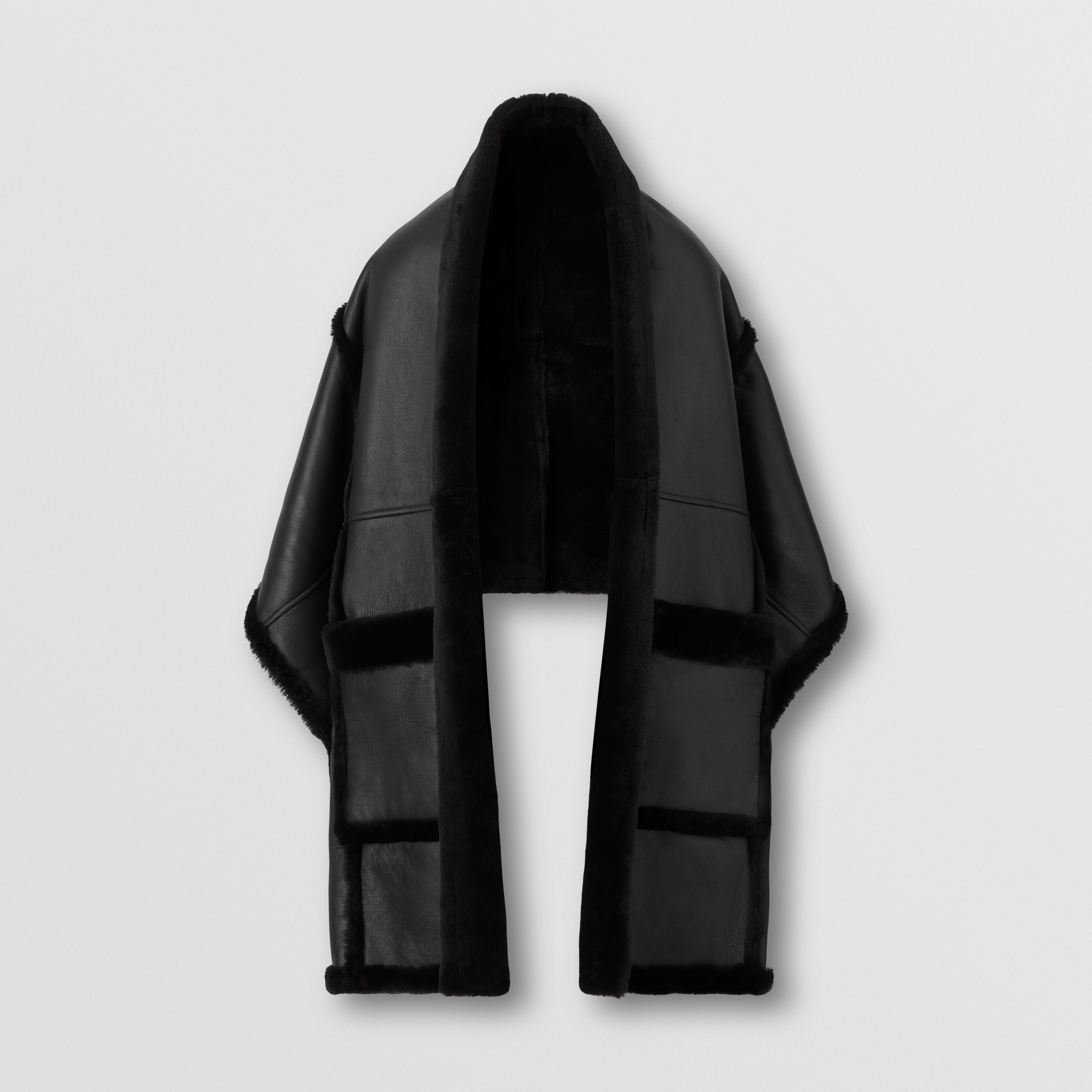 Shearling Cape in Black | Burberry® Official - 4