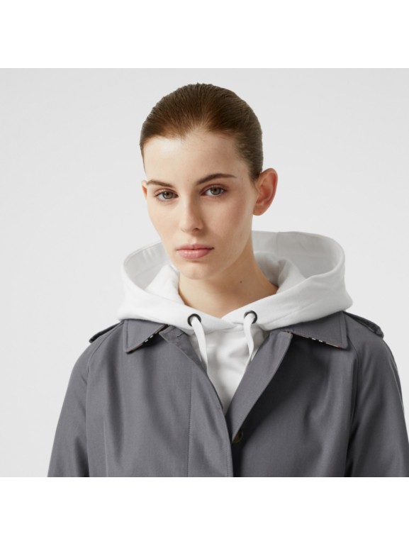 Cotton Gabardine Belted Car Coat in Mid Grey - Women | Burberry United ...