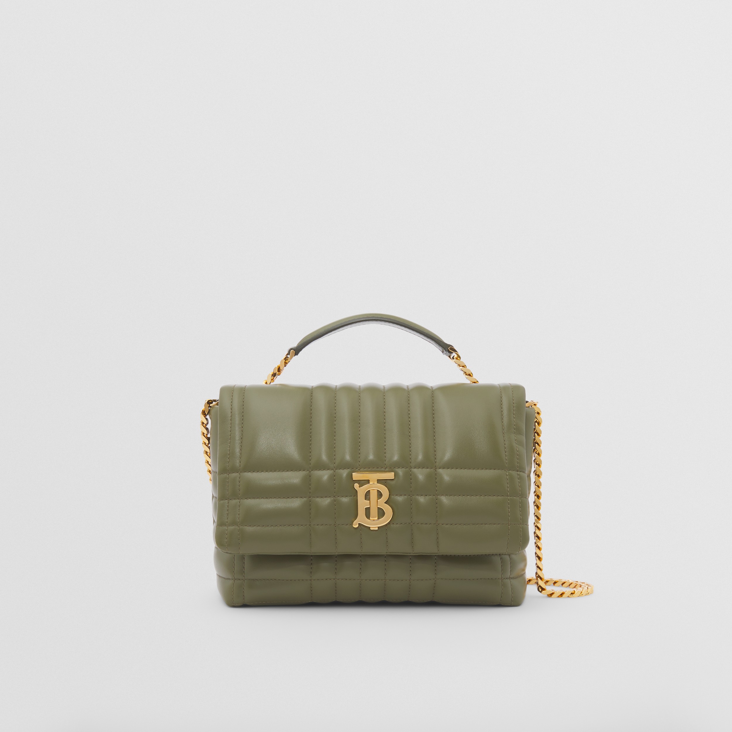 Quilted Leather Small Lola Satchel in Dark Fern Green - Women | Burberry® Official - 1