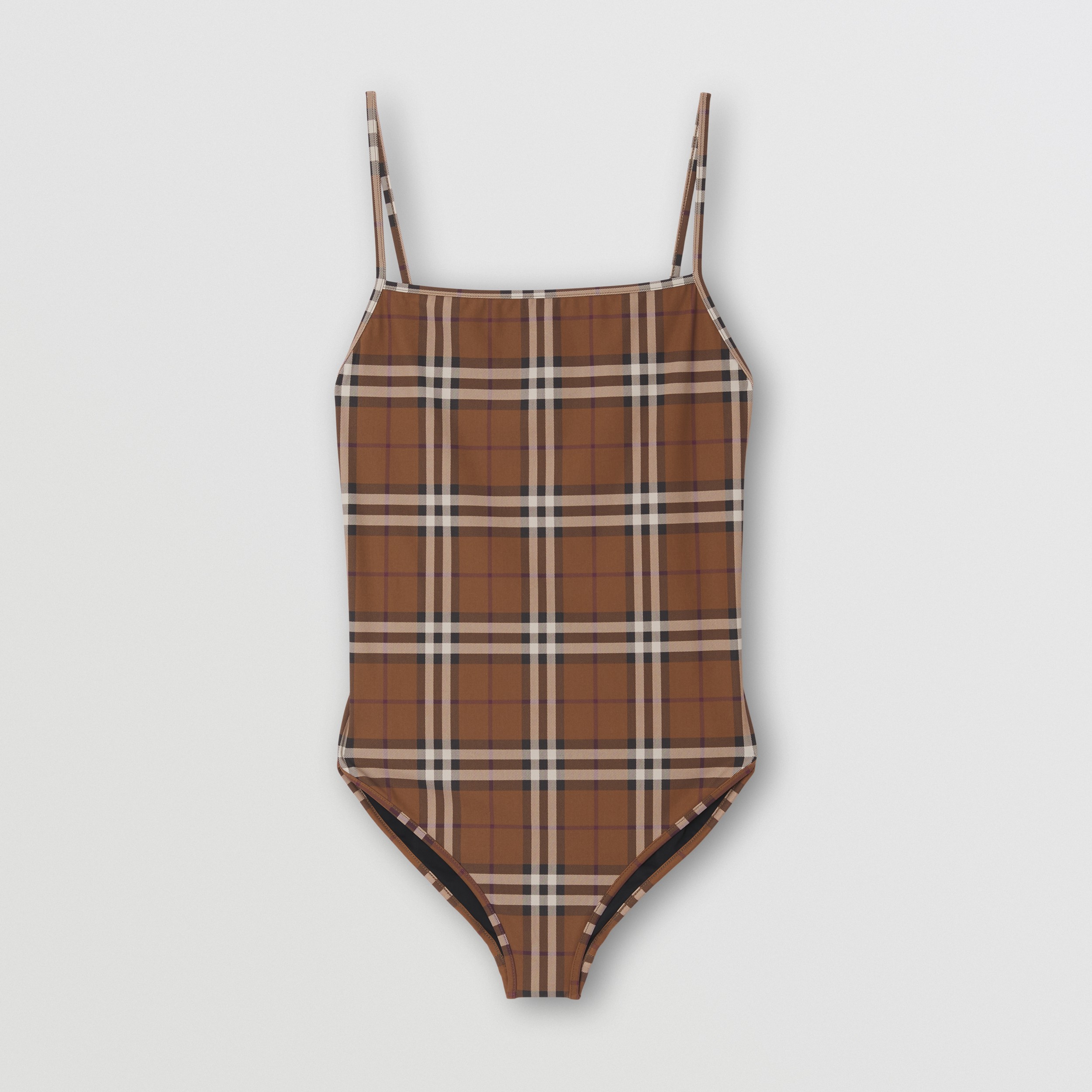 Check Swimsuit in Dark Birch Brown - Women | Burberry® Official - 3