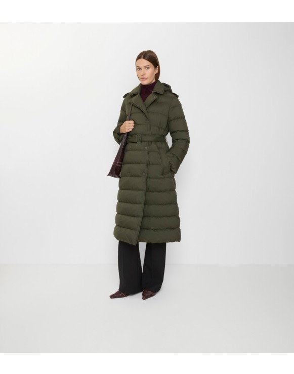 Long Nylon Hooded Puffer Coat