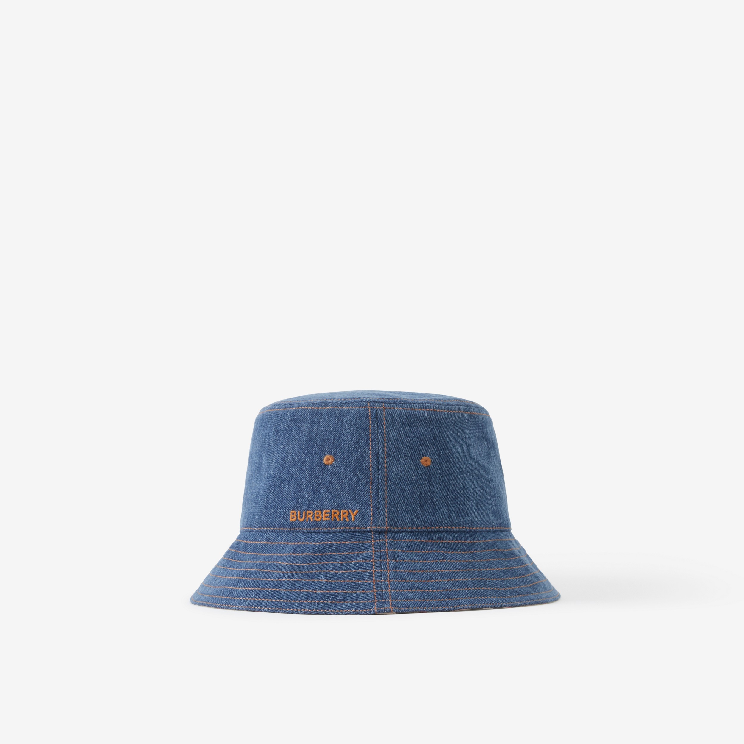 Denim Bucket Hat in Washed Indigo | Burberry® Official - 4