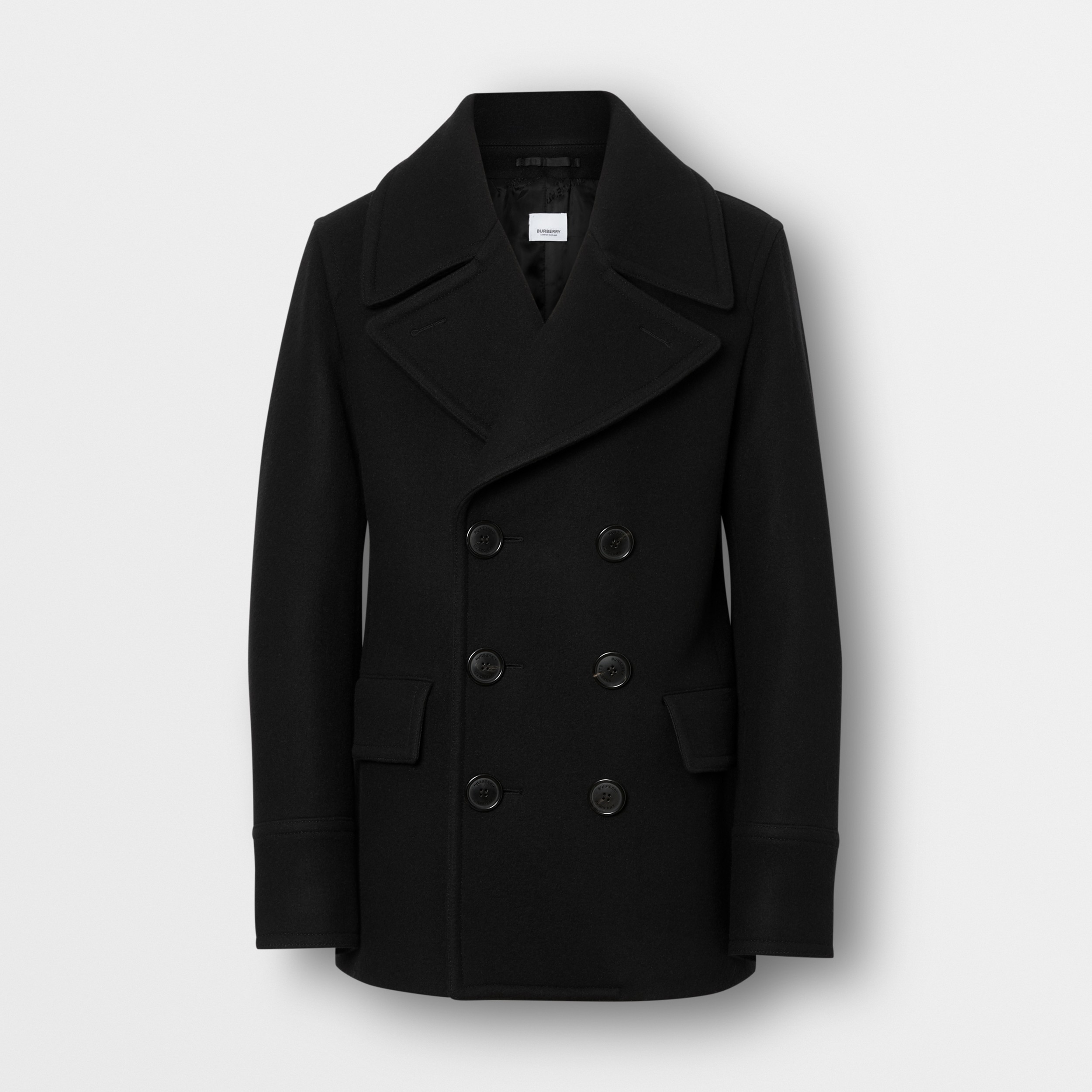 Wool Blend Pea Coat in Black - Men | Burberry® Official - 4