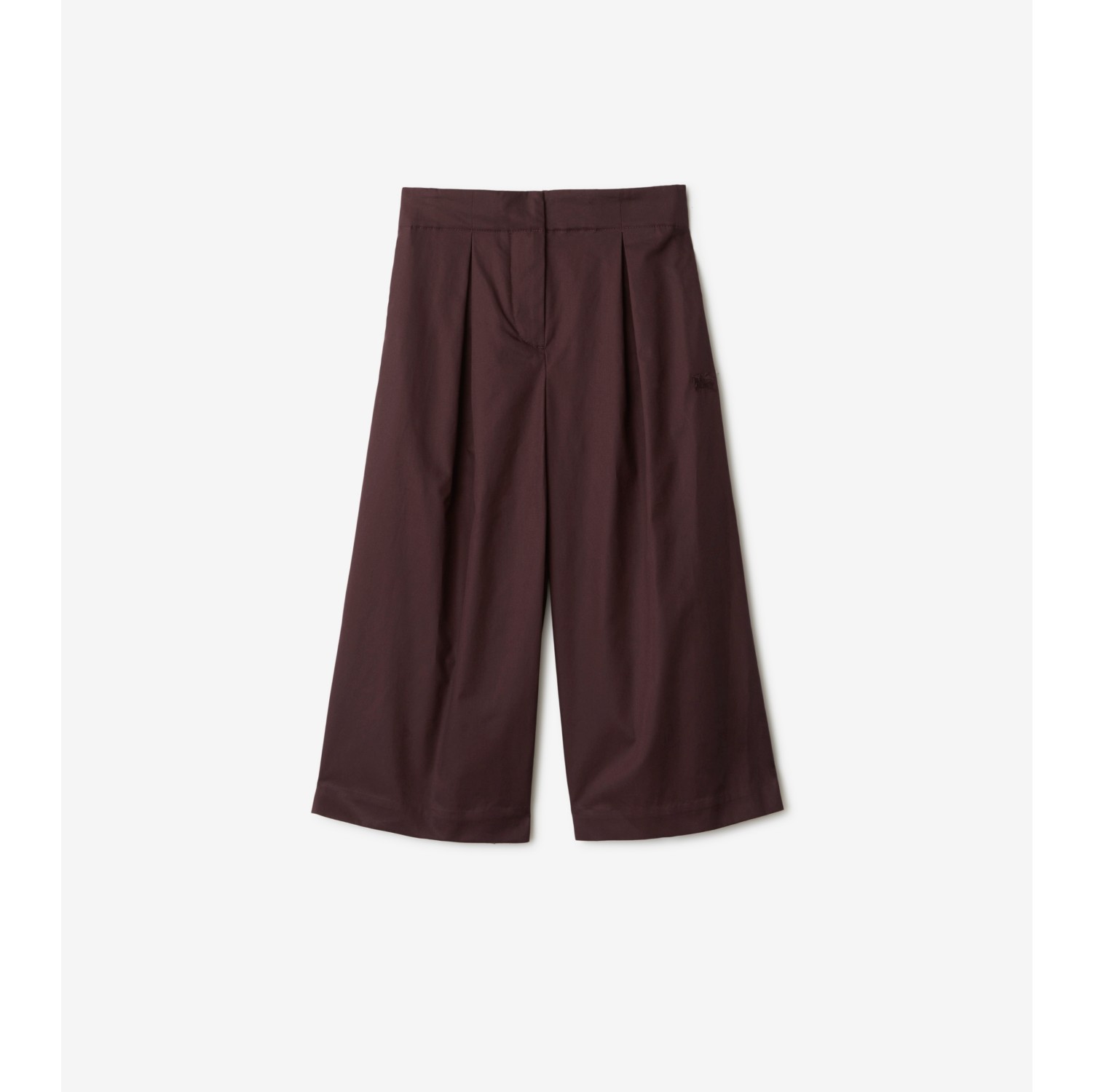 Pleated Cotton Trousers in Deep mahogany | Burberry® Official