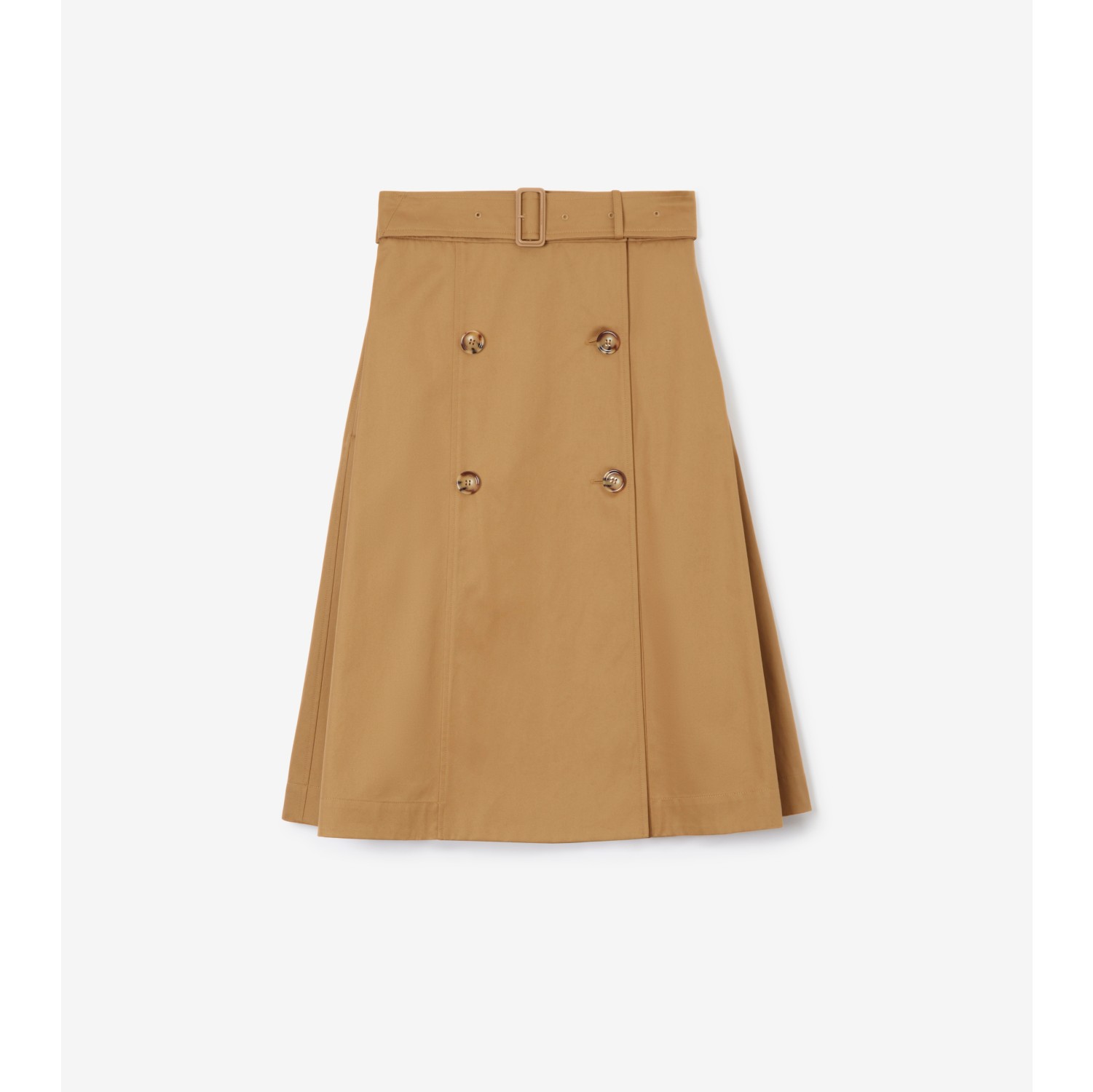 Cotton Gabardine Trench Skirt in Camel - Women