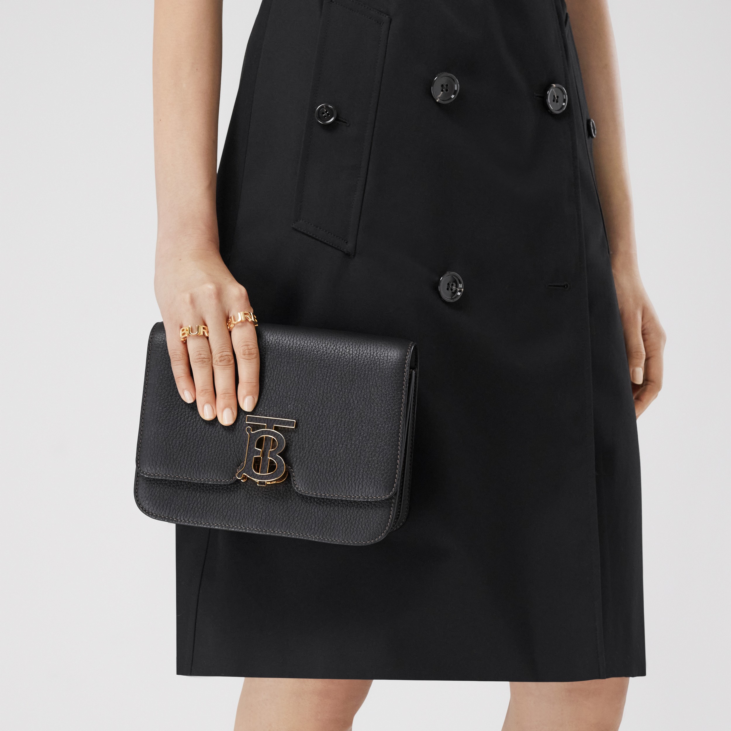 Grainy Leather Small TB Bag in Black - Women | Burberry® Official - 3