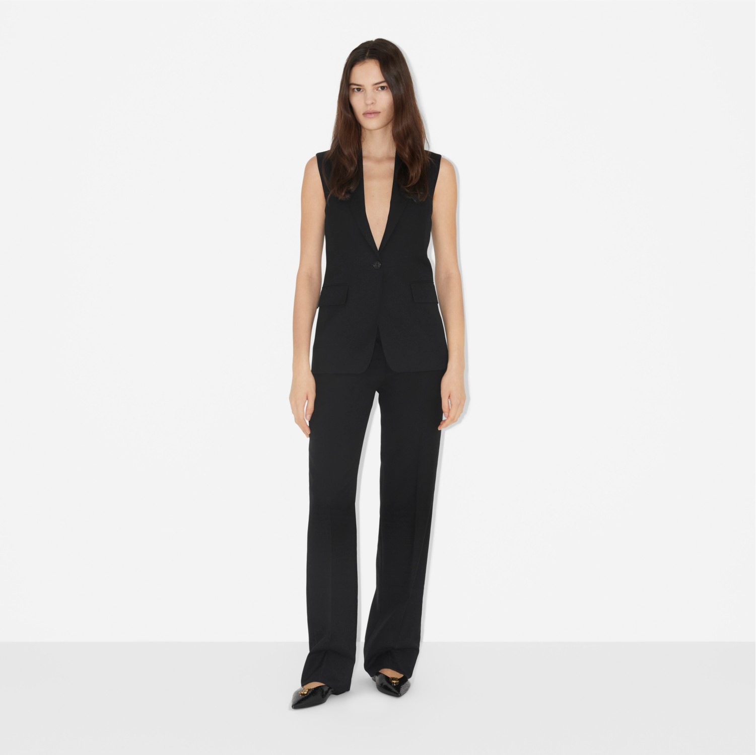 Custom Fit Monogram Motif Wool Tailored Trousers in Black - Women | Burberry® Official