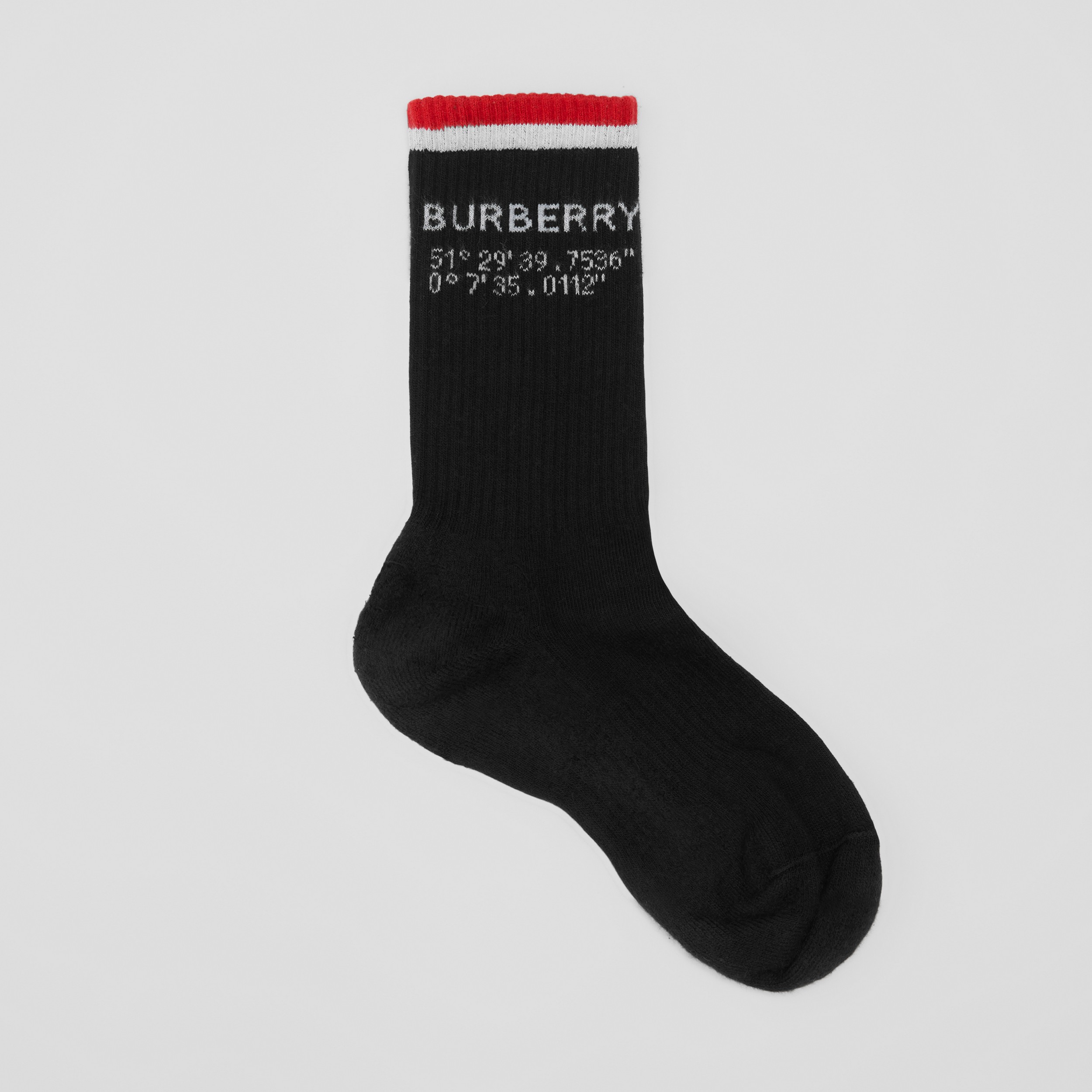 Chaussettes en coton stretch technique avec coordonnées (Noir) | Site officiel Burberry® - 1