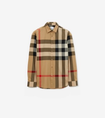 チェック コットンシャツ (アーカイブベージュ) - メンズ | Burberry®公式サイト