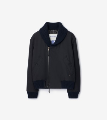 ウールブレンド ボマージャケット (ネイビー) - メンズ, ウール