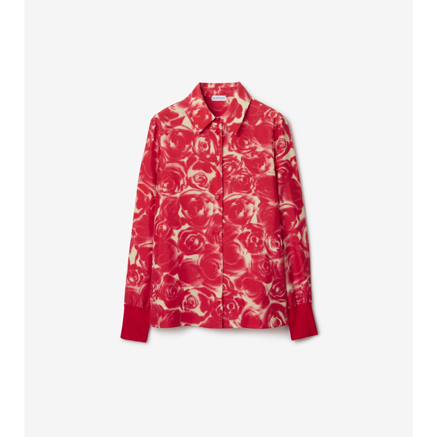 Rose Silk Shirt in Sherbet - Women | Burberry® Official