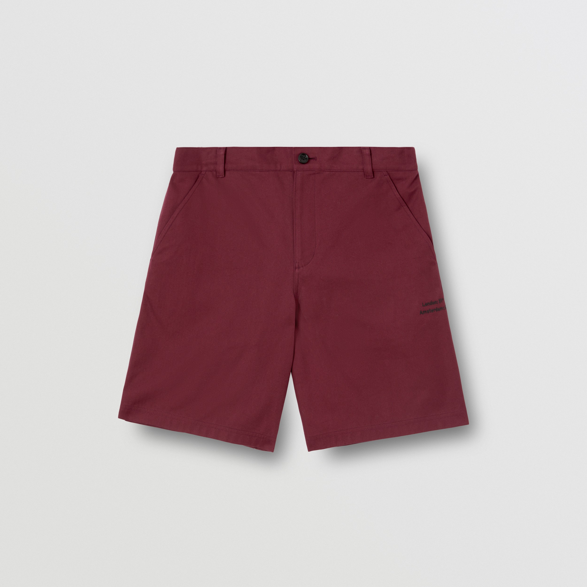 Cotton Twill Shorts in Garnet - Men | Burberry® Official - 4