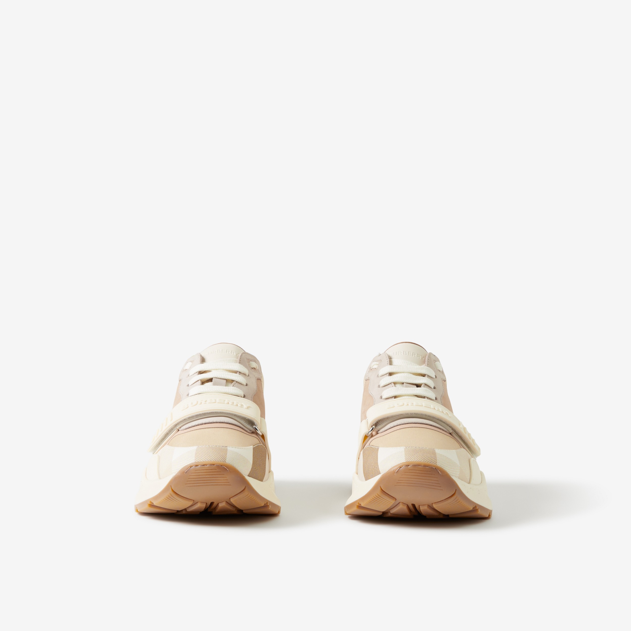 皮革、尼龙拼格纹运动鞋 (柔黄褐色) | Burberry® 博柏利官网 - 2
