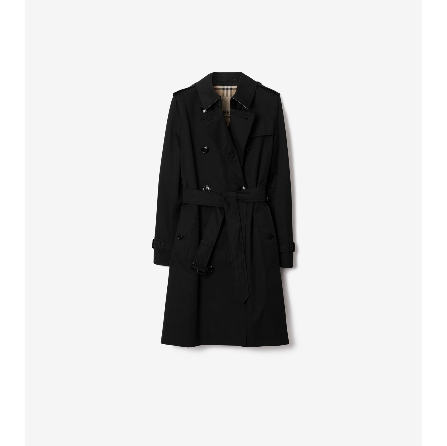 Mid-length Kensington Heritage Trench Coat in Black - Women, Cotton  Gabardine | Burberry® Official