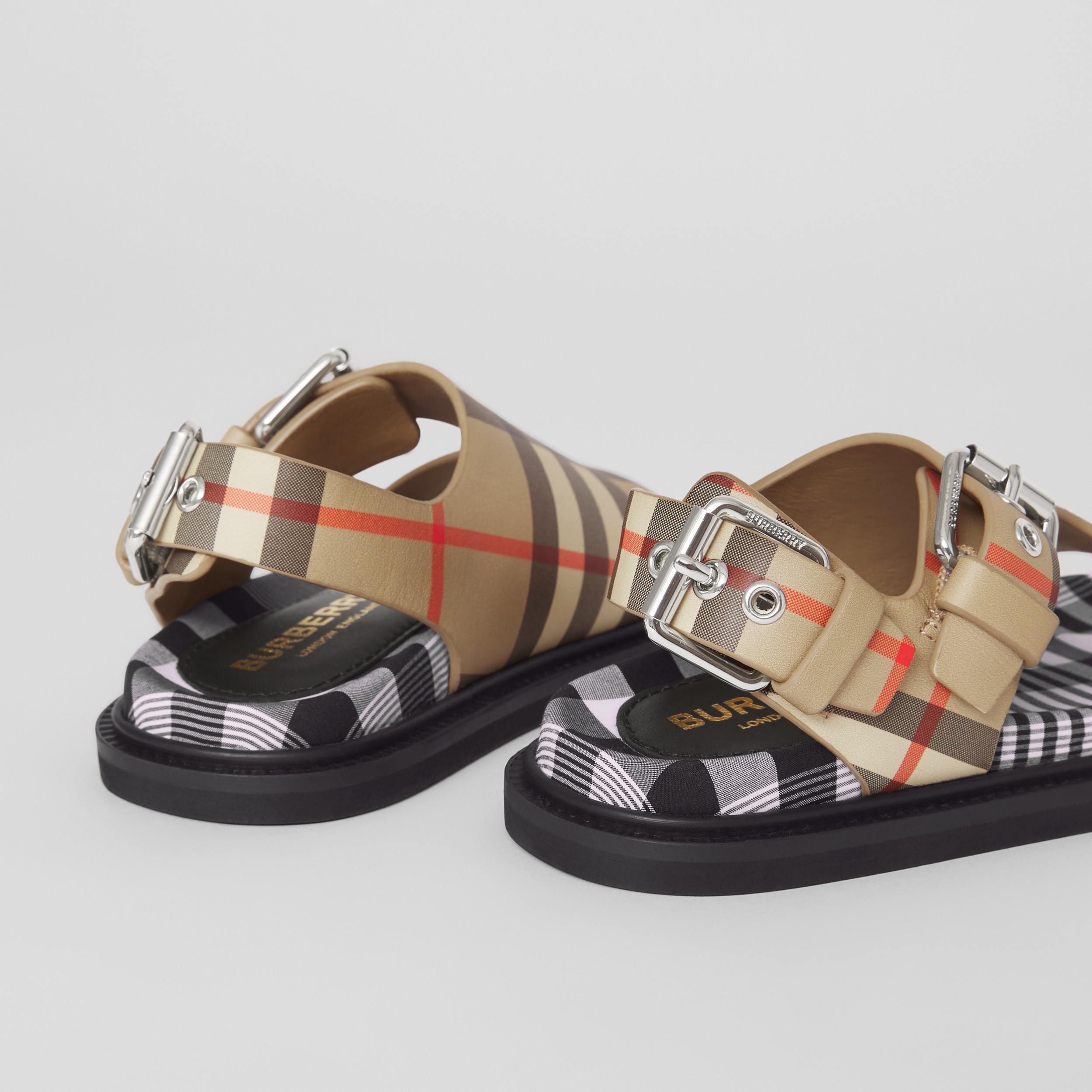 Vintage Check Leather Buckled Sandals in Archive Beige - Children ...