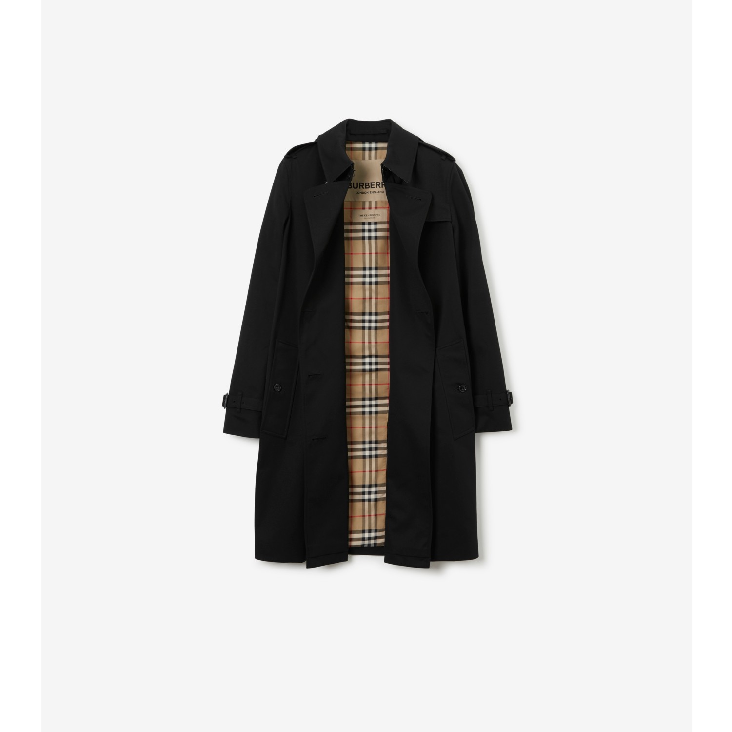 Mid length Kensington Heritage Trench Coat in Black Women Burberry Official