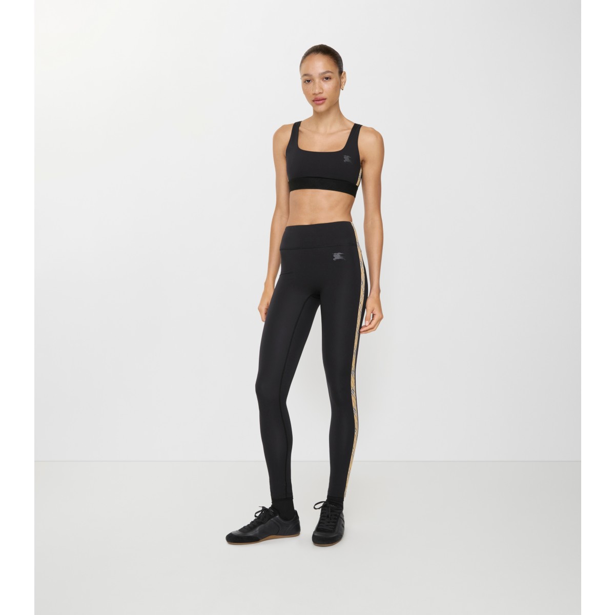  Check Trim Stretch Nylon Leggings
