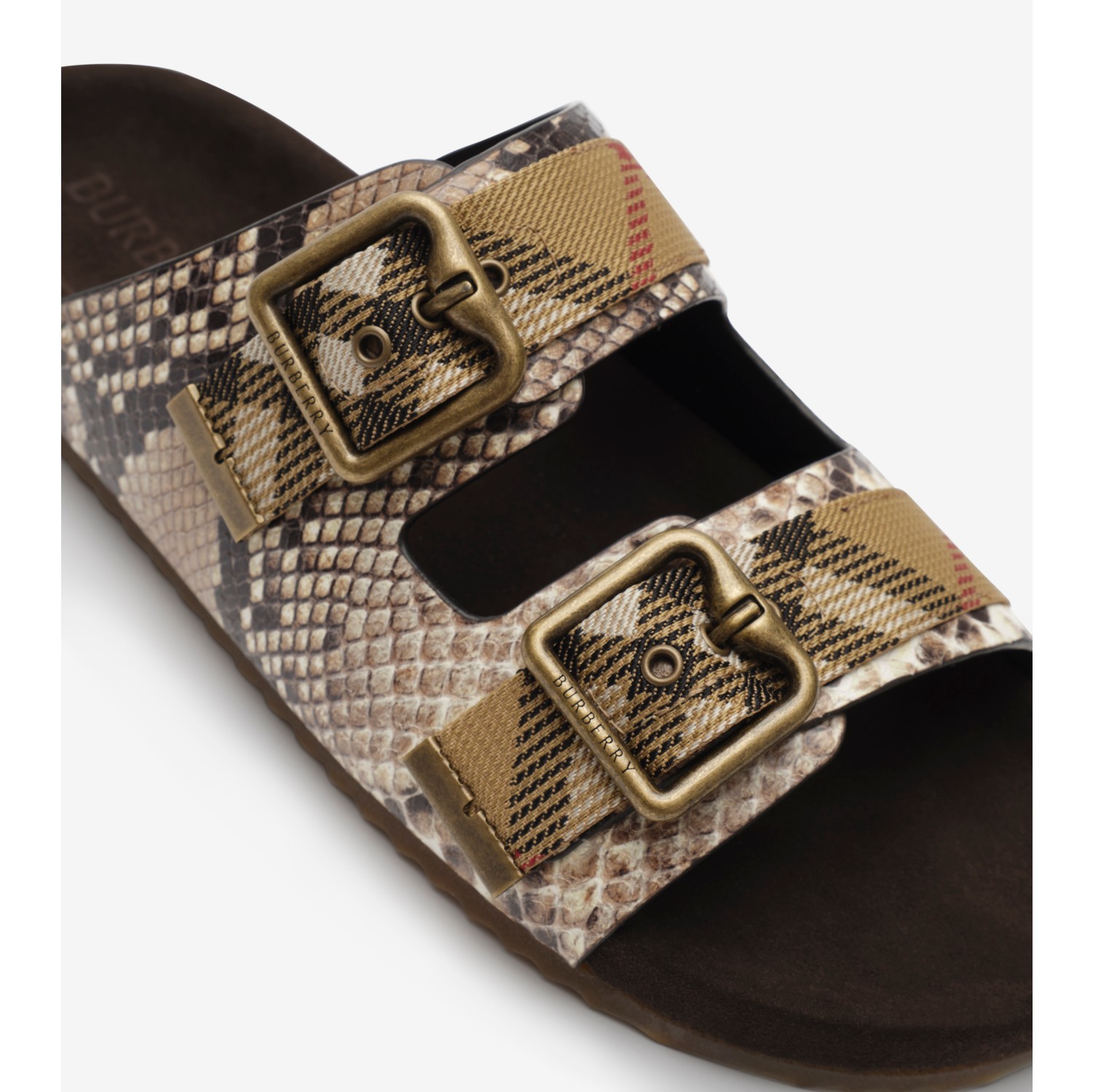 Python-print Leather Urchin Sandals​ in Serpent beige - Women | Burberry® Official