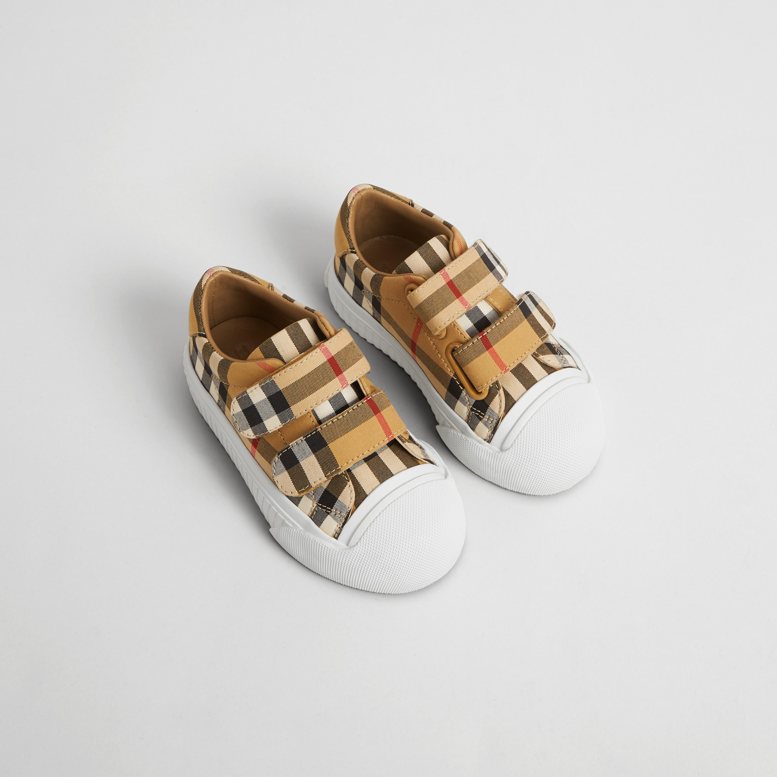 Vintage Check and Leather Sneakers in Optic White/black - Children ...
