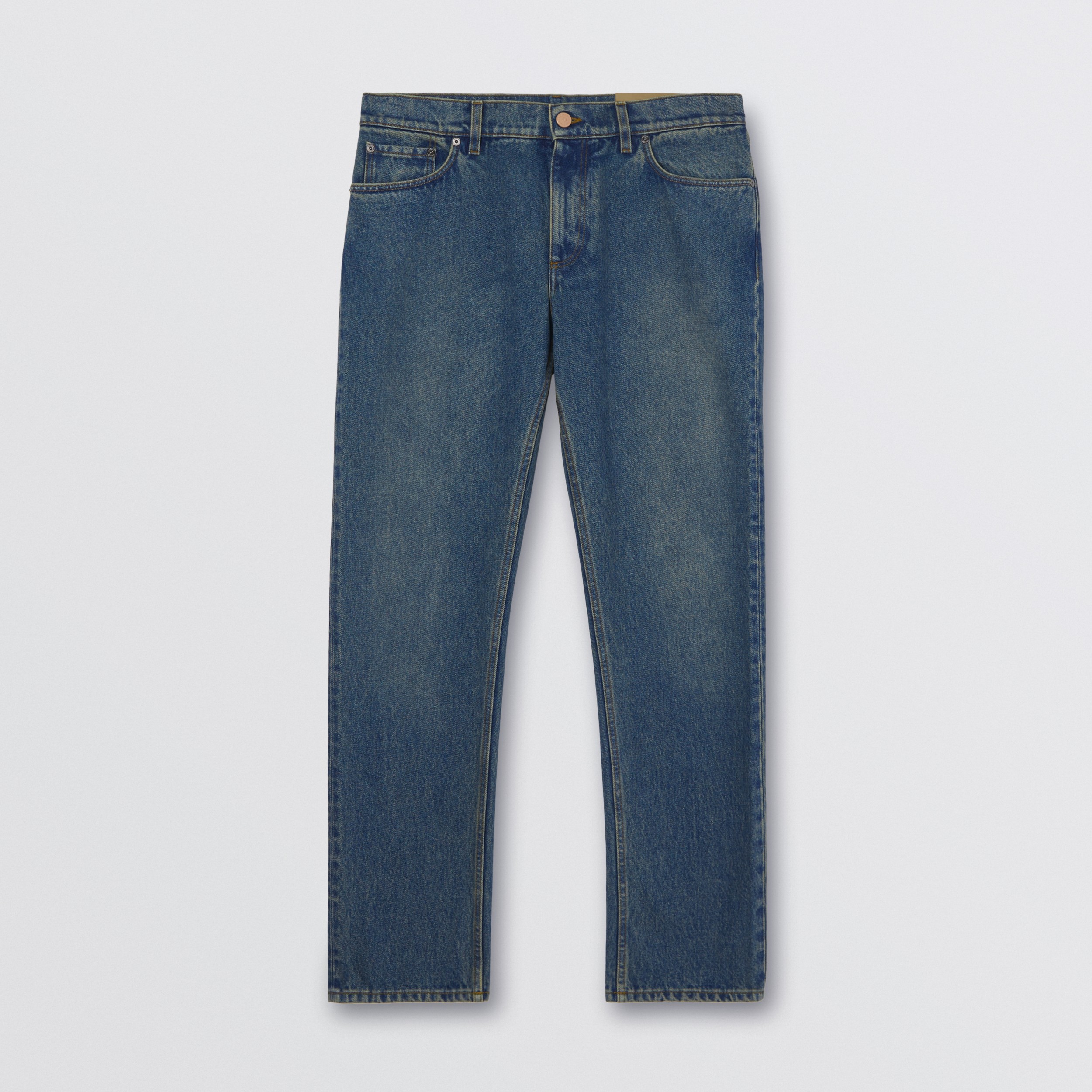 Straight Fit Washed Jeans in Indigo - Men | Burberry United States