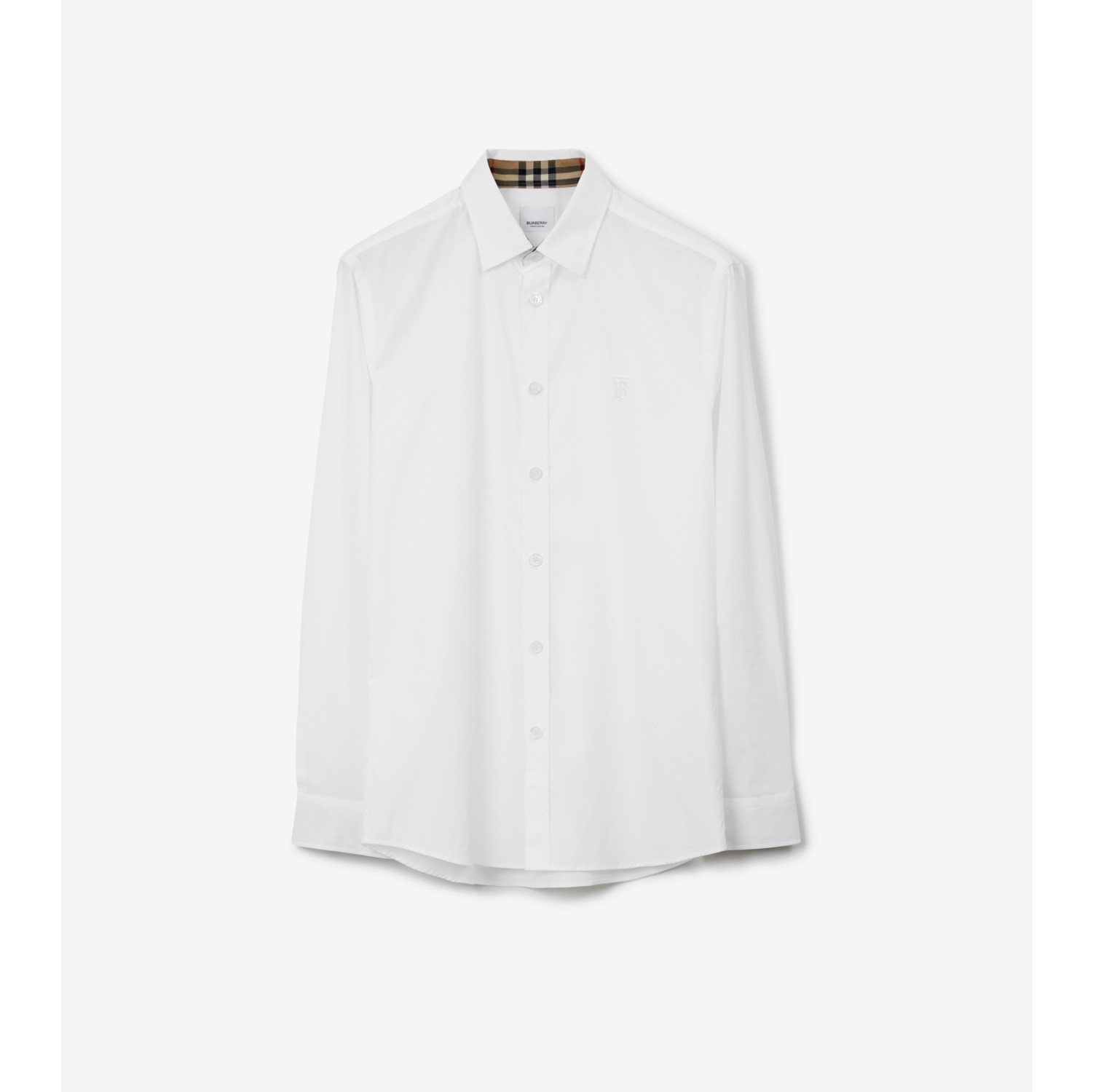 Chemise slim en popeline de coton stretch Monogram Blanc Homme Site officiel Burberry