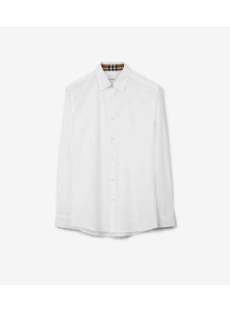 Stretch Cotton Shirt in Black Men Burberry Official